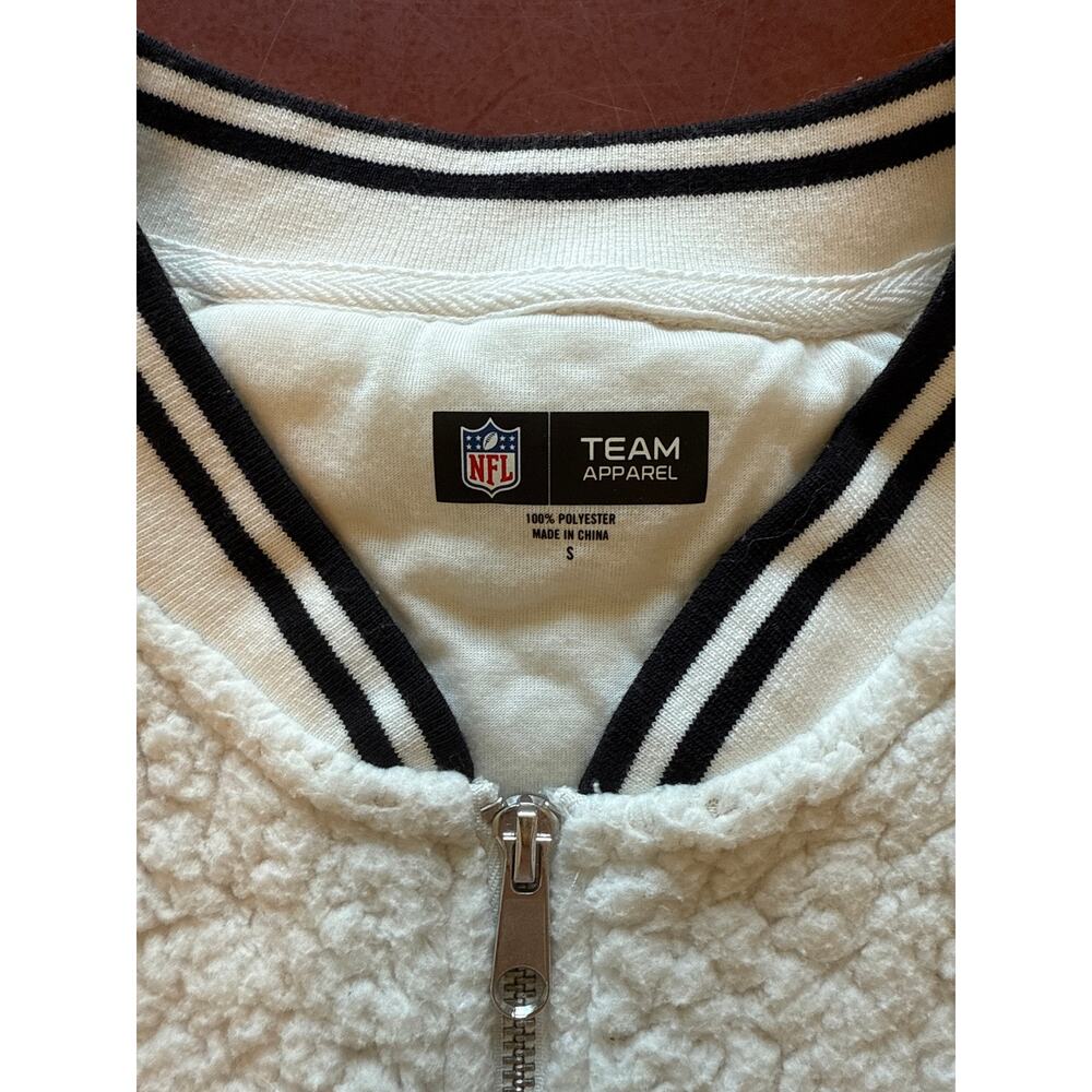 Carolina Panthers New Era Sherpa Bomber Jacket Cream Womens Small - Picture 8 of 8